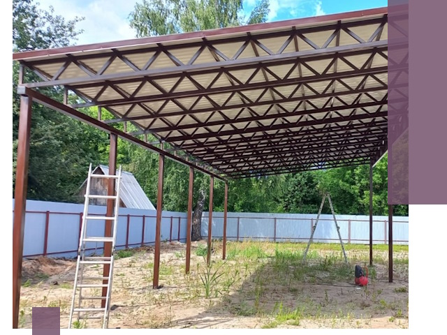 Односкатные навесы под ключ в Липецке — изготовление и монтаж