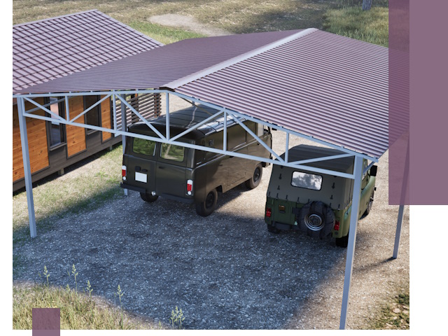 Двускатные навесы под ключ в Липецке — изготовление и монтаж